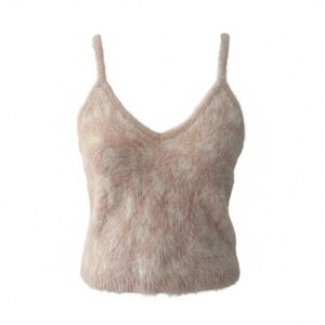 Y2K 90s Forever 21 Fuzzy V Neck Spaghetti Strap Crop Tank Top Women‎ S Pink